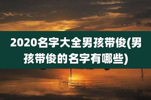 2020名字大全男孩带俊(男孩带俊的名字有哪些)