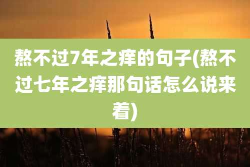 熬不过7年之痒的句子(熬不过七年之痒那句话怎么说来着)