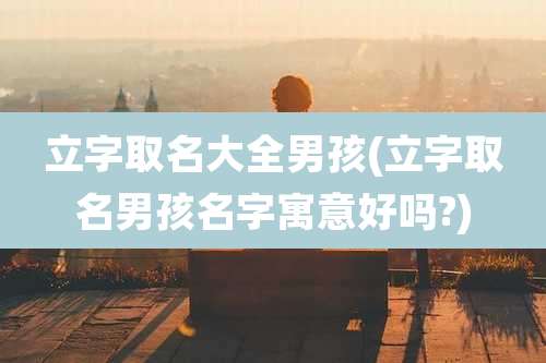 立字取名大全男孩(立字取名男孩名字寓意好吗?)