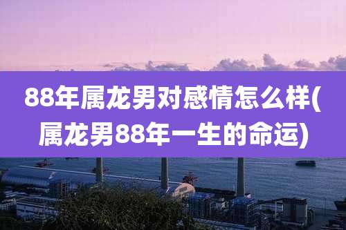 88年属龙男对感情怎么样(属龙男88年一生的命运)