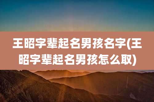 王昭字辈起名男孩名字(王昭字辈起名男孩怎么取)