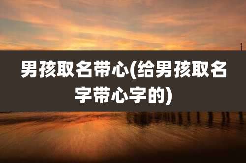 男孩取名带心(给男孩取名字带心字的)