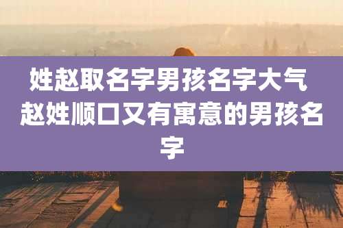 姓赵取名字男孩名字大气 赵姓顺口又有寓意的男孩名字