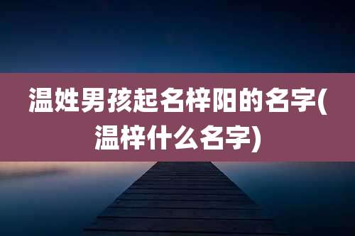 温姓男孩起名梓阳的名字(温梓什么名字)