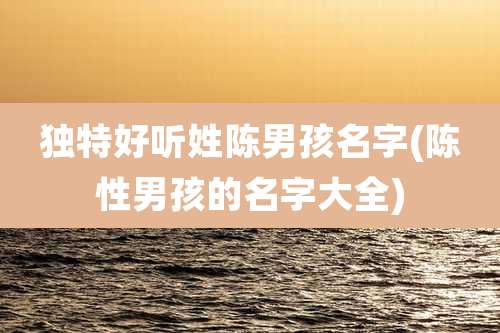 独特好听姓陈男孩名字(陈性男孩的名字大全)