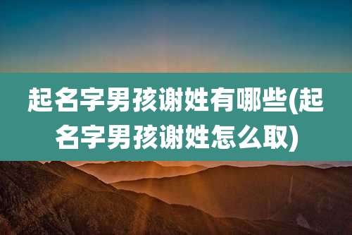 起名字男孩谢姓有哪些(起名字男孩谢姓怎么取)