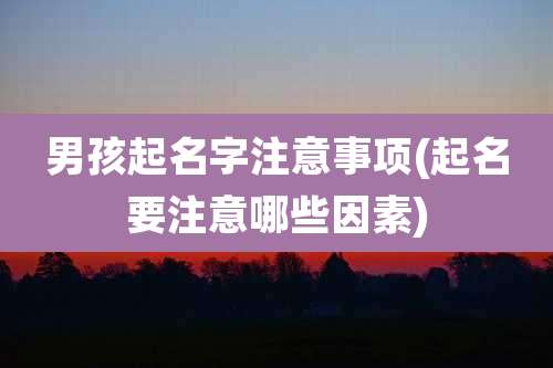 男孩起名字注意事项(起名要注意哪些因素)
