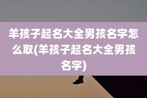 羊孩子起名大全男孩名字怎么取(羊孩子起名大全男孩名字)