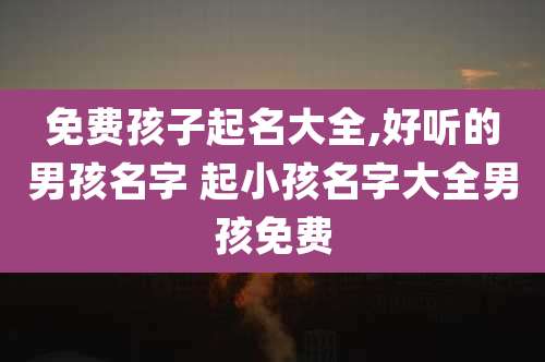 免费孩子起名大全,好听的男孩名字 起小孩名字大全男孩免费