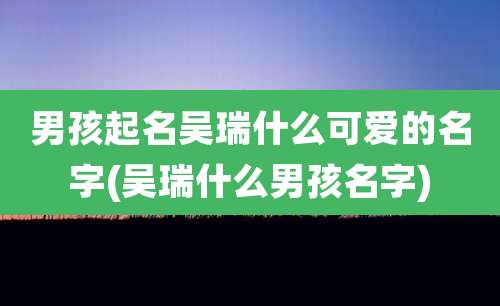男孩起名吴瑞什么可爱的名字(吴瑞什么男孩名字)