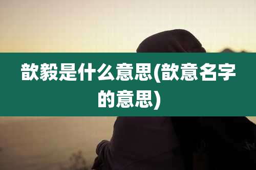 歆毅是什么意思(歆意名字的意思)