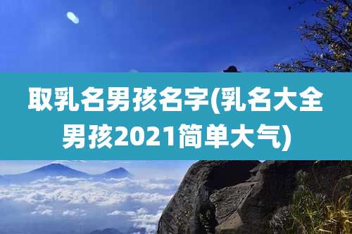 取乳名男孩名字(乳名大全男孩2021简单大气)