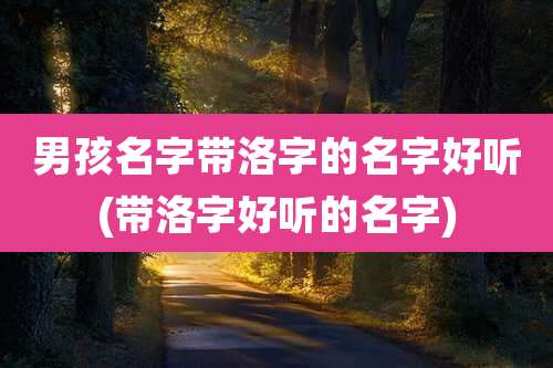 男孩名字带洛字的名字好听(带洛字好听的名字)