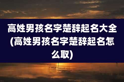高姓男孩名字楚辞起名大全(高姓男孩名字楚辞起名怎么取)