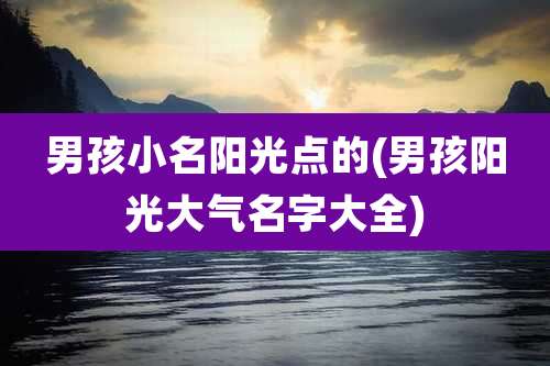 男孩小名阳光点的(男孩阳光大气名字大全)