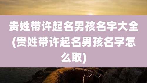 贵姓带许起名男孩名字大全(贵姓带许起名男孩名字怎么取)