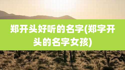 郑开头好听的名字(郑字开头的名字女孩)