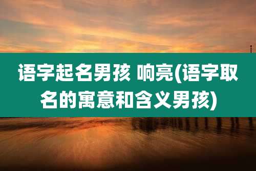 语字起名男孩 响亮(语字取名的寓意和含义男孩)