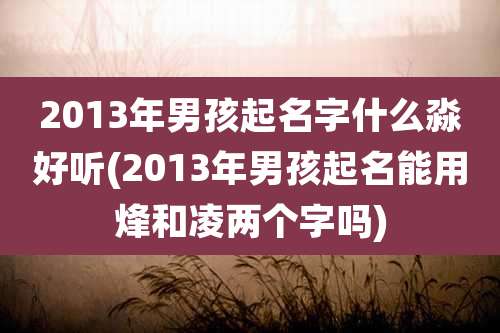 2013年男孩起名字什么淼好听(2013年男孩起名能用烽和凌两个字吗)