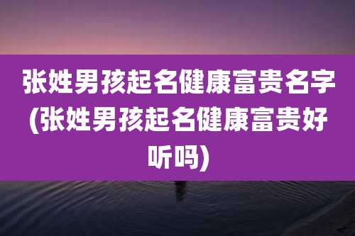张姓男孩起名健康富贵名字(张姓男孩起名健康富贵好听吗)