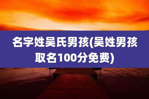 名字姓吴氏男孩(吴姓男孩取名100分免费)