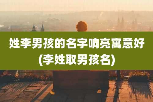 姓李男孩的名字响亮寓意好(李姓取男孩名)