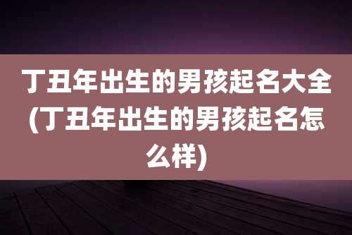 丁丑年出生的男孩起名大全(丁丑年出生的男孩起名怎么样)