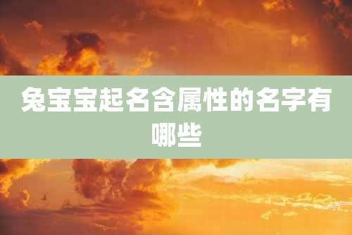 兔宝宝起名含属性的名字有哪些