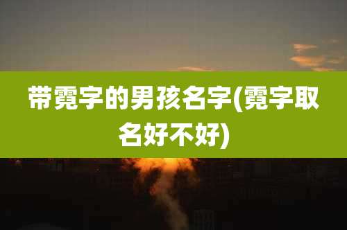 带霓字的男孩名字(霓字取名好不好)