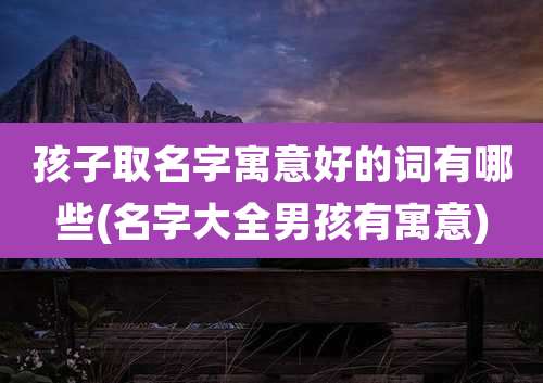 孩子取名字寓意好的词有哪些(名字大全男孩有寓意)