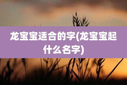 龙宝宝适合的字(龙宝宝起什么名字)