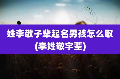 姓李敬子辈起名男孩怎么取(李姓敬字辈)