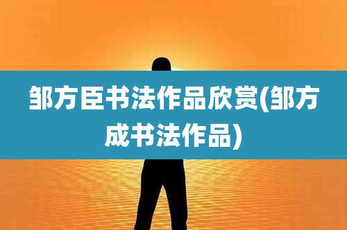 邹方臣书法作品欣赏(邹方成书法作品)