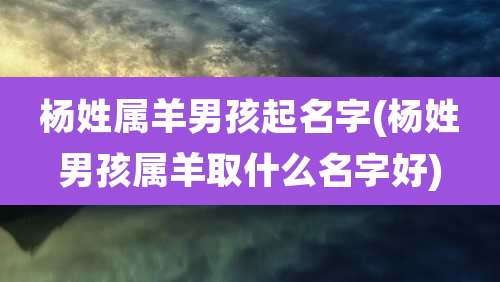 杨姓属羊男孩起名字(杨姓男孩属羊取什么名字好)