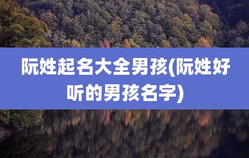 阮姓起名大全男孩(阮姓好听的男孩名字)