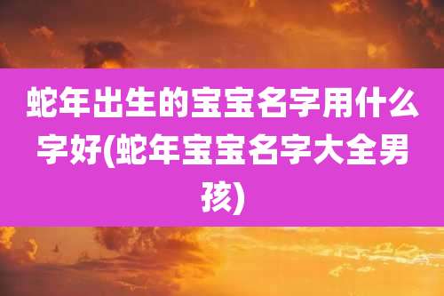 蛇年出生的宝宝名字用什么字好(蛇年宝宝名字大全男孩)