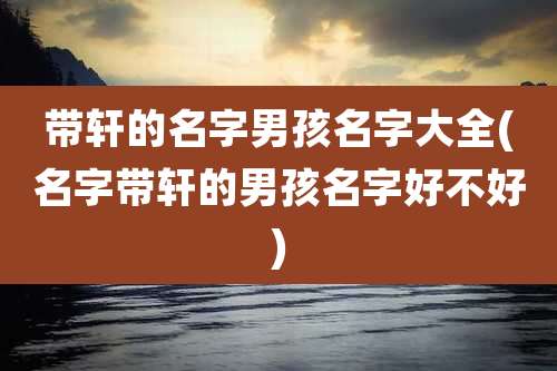 带轩的名字男孩名字大全(名字带轩的男孩名字好不好)