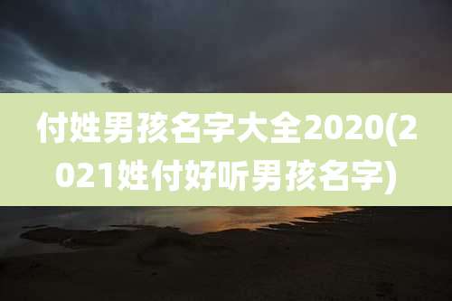 付姓男孩名字大全2020(2021姓付好听男孩名字)