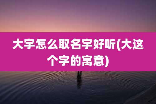 大字怎么取名字好听(大这个字的寓意)
