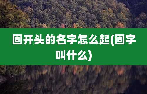 固开头的名字怎么起(固字叫什么)