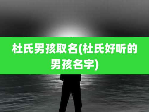 杜氏男孩取名(杜氏好听的男孩名字)