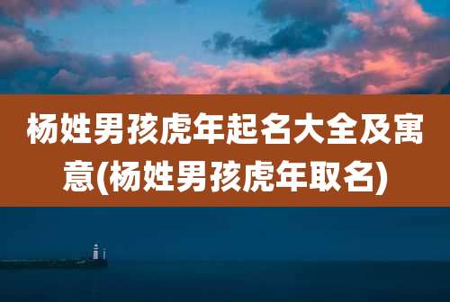 杨姓男孩虎年起名大全及寓意(杨姓男孩虎年取名)