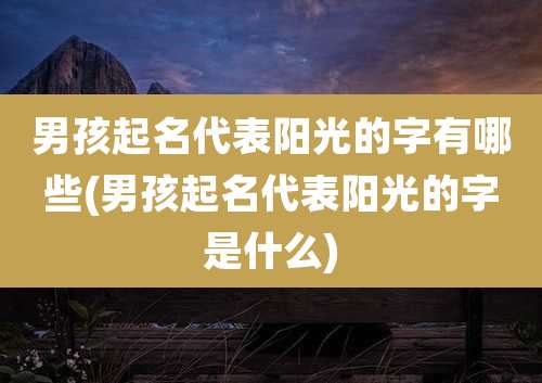 男孩起名代表阳光的字有哪些(男孩起名代表阳光的字是什么)