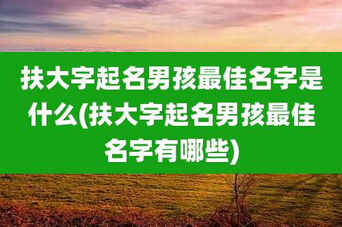扶大字起名男孩最佳名字是什么(扶大字起名男孩最佳名字有哪些)