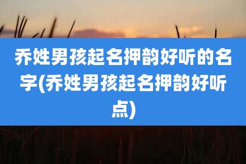 乔姓男孩起名押韵好听的名字(乔姓男孩起名押韵好听点)
