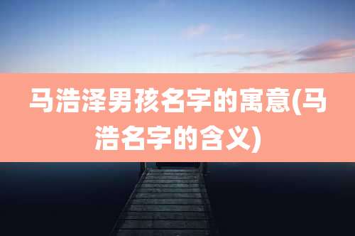 马浩泽男孩名字的寓意(马浩名字的含义)