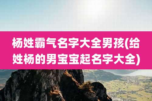 杨姓霸气名字大全男孩(给姓杨的男宝宝起名字大全)
