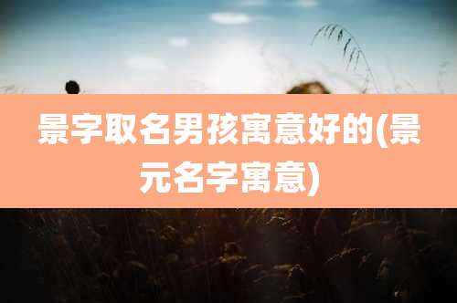 景字取名男孩寓意好的(景元名字寓意)