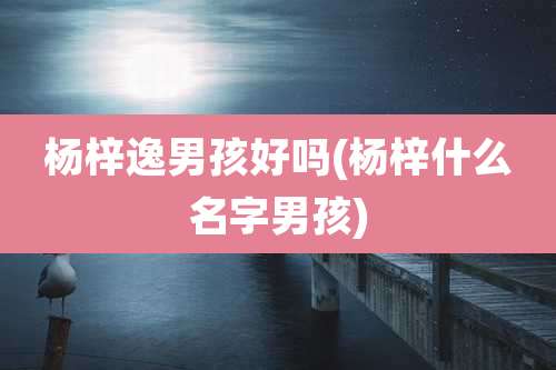 杨梓逸男孩好吗(杨梓什么名字男孩)