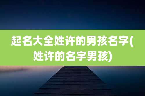 起名大全姓许的男孩名字(姓许的名字男孩)
